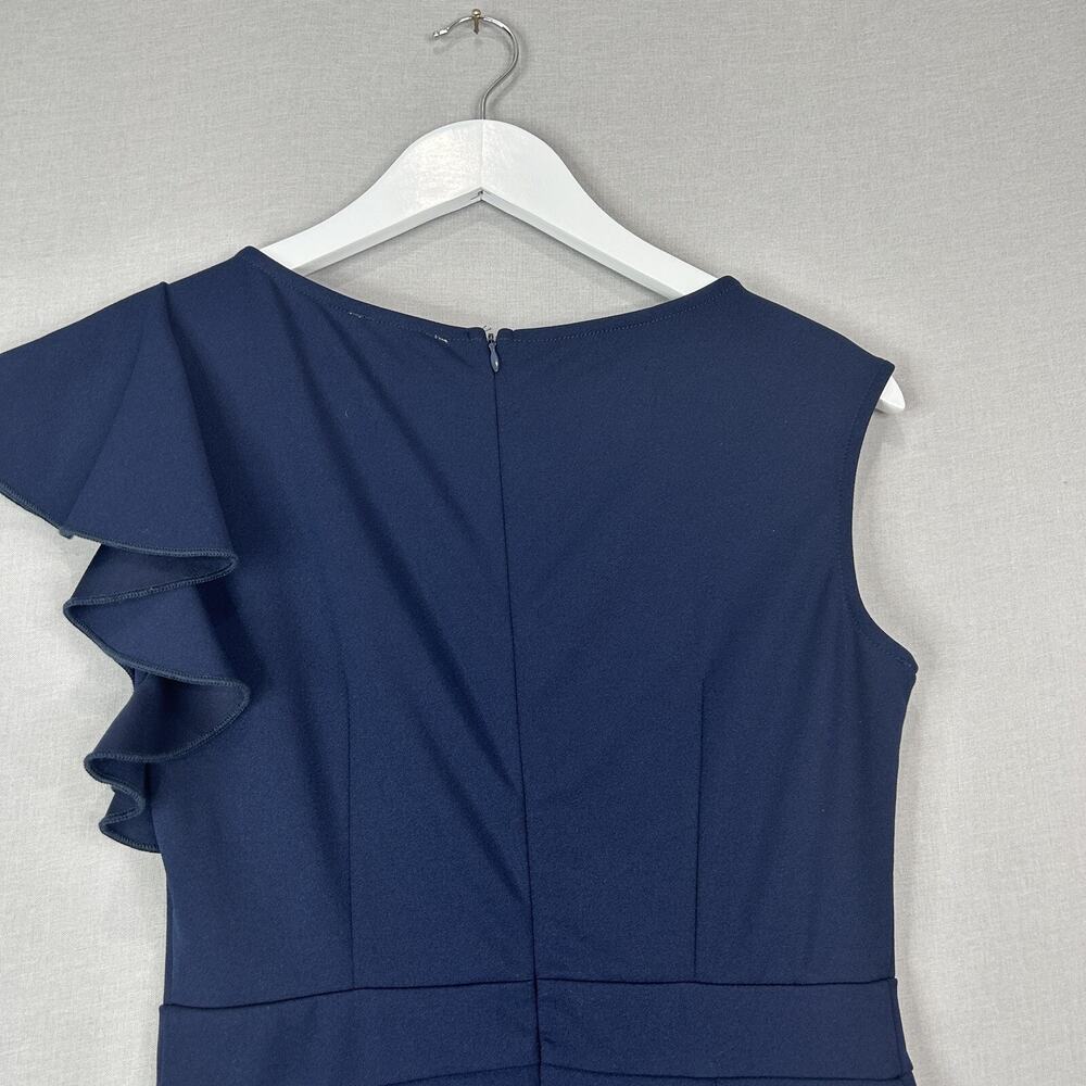 Alisize Dress Womens‎ Medium Navy Ruffle Ruched Sheath Cocktail Vintage Inspired - Picture 6 of 13